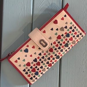 Vintage Fossil Heart Patchwork Long Wallet